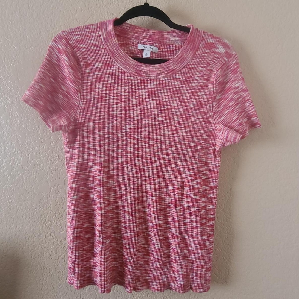 Nine West Pink Blouse Crewneck